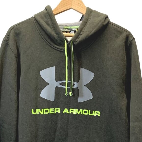 Under Armour Hoodie Mens XL Army Green Loose Drawstring Kangaroo Pocket Pullover - Picture 6 of 9